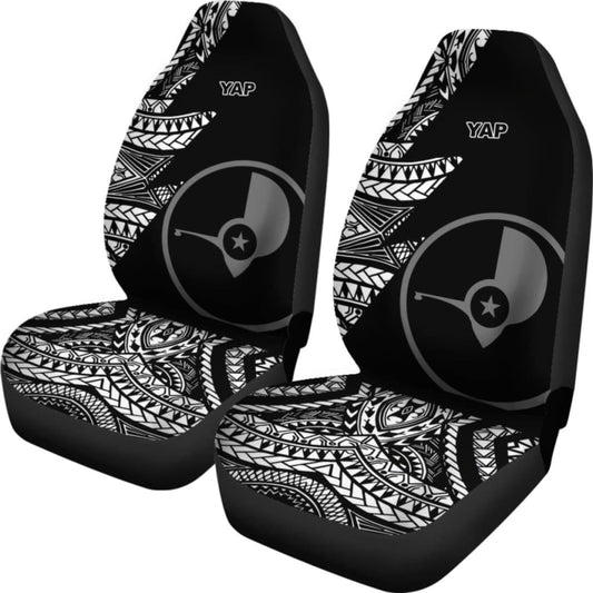 Yap Car Seat Covers - Micronesian Pattern Flash Black - 105905 - YourCarButBetter