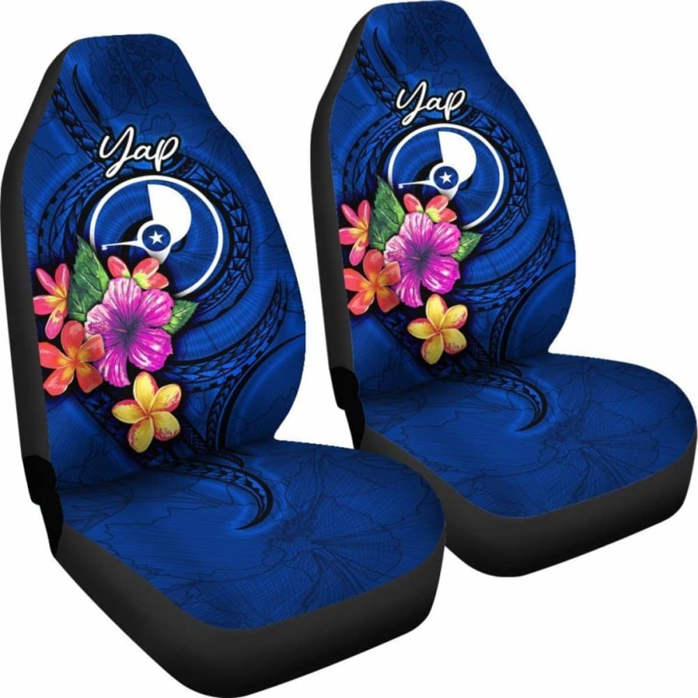 Yap Micronesia Car Seat Covers - Floral With Seal Blue - 12 153908 - YourCarButBetter