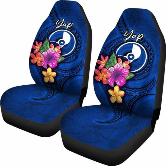 Yap Micronesia Car Seat Covers - Floral With Seal Blue - 12 153908 - YourCarButBetter
