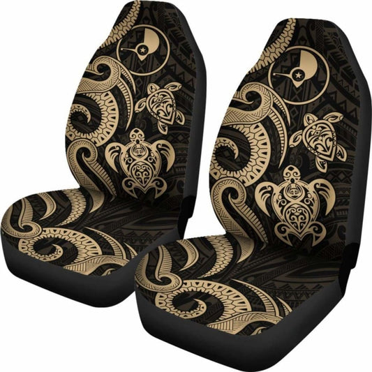 Yap Micronesian Car Seat Covers - Gold Tentacle Turtle - 091114 - YourCarButBetter
