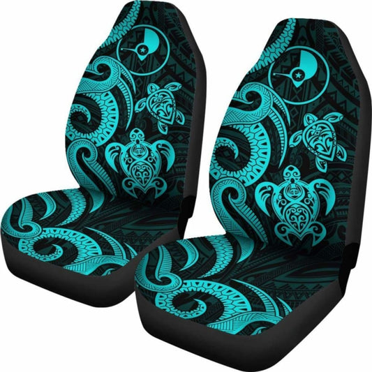 Yap Micronesian Car Seat Covers - Turquoise Tentacle Turtle - 091114 - YourCarButBetter