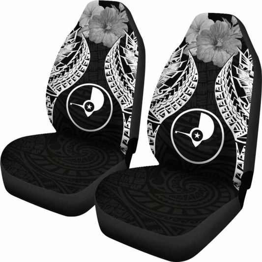 Yap Polynesian Car Seat Covers Pride Seal And Hibiscus Black - 232125 - YourCarButBetter