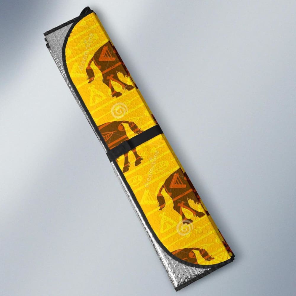 Yellow Bison Pattern Native American Auto Sun Shades 093223 - YourCarButBetter