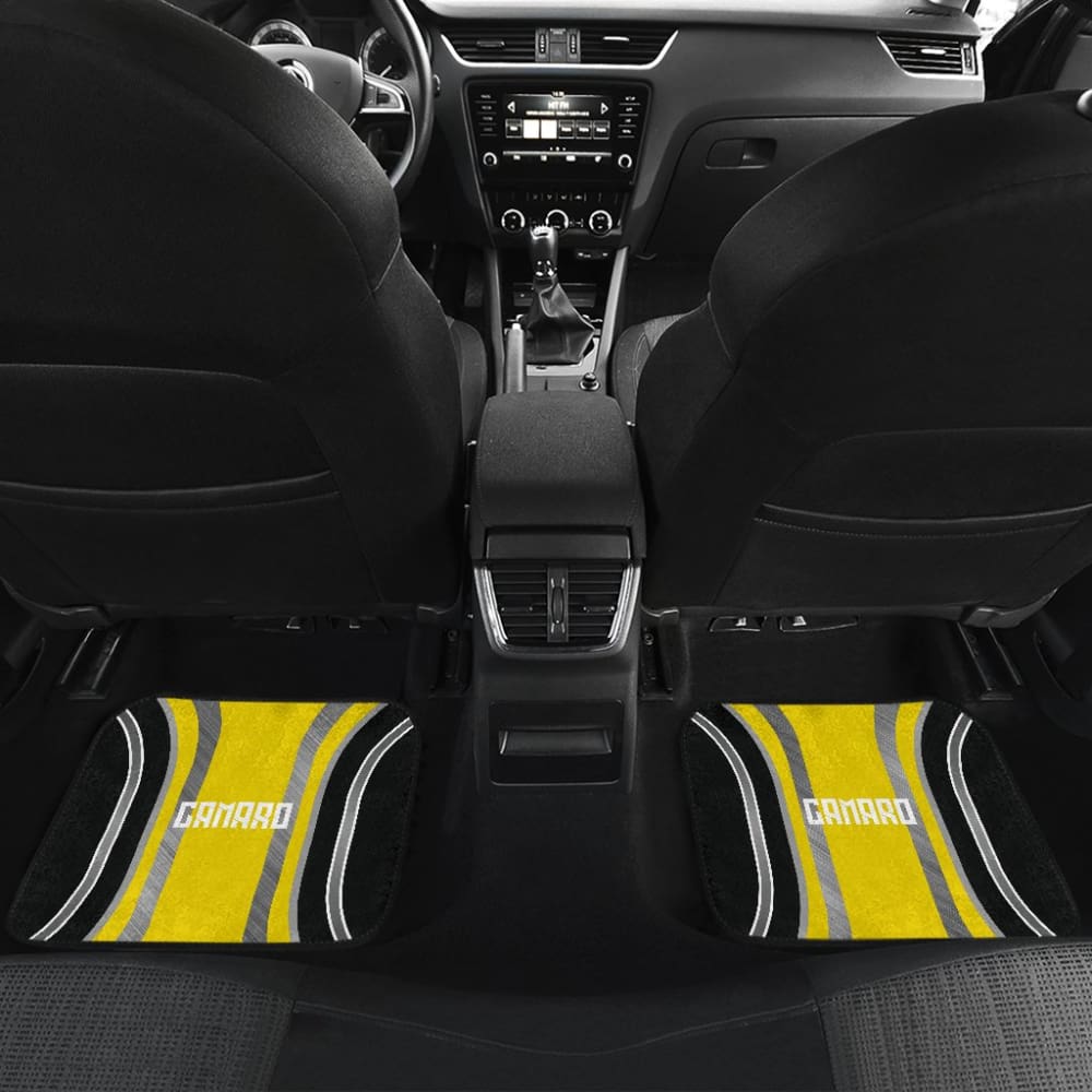 Yellow Black Camaro White Letter Car Floor Mats 210603 - YourCarButBetter