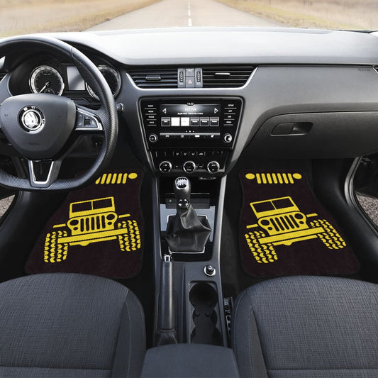 Yellow Black Jeep Offroad Car Floor Mats Custom 2 211901 - YourCarButBetter