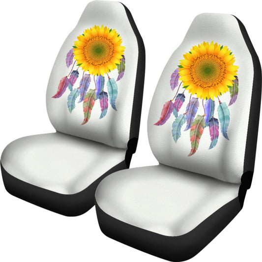 Yellow Sunflower Dreamcatcher Car Decoration Car Seat Covers 212503 - YourCarButBetter