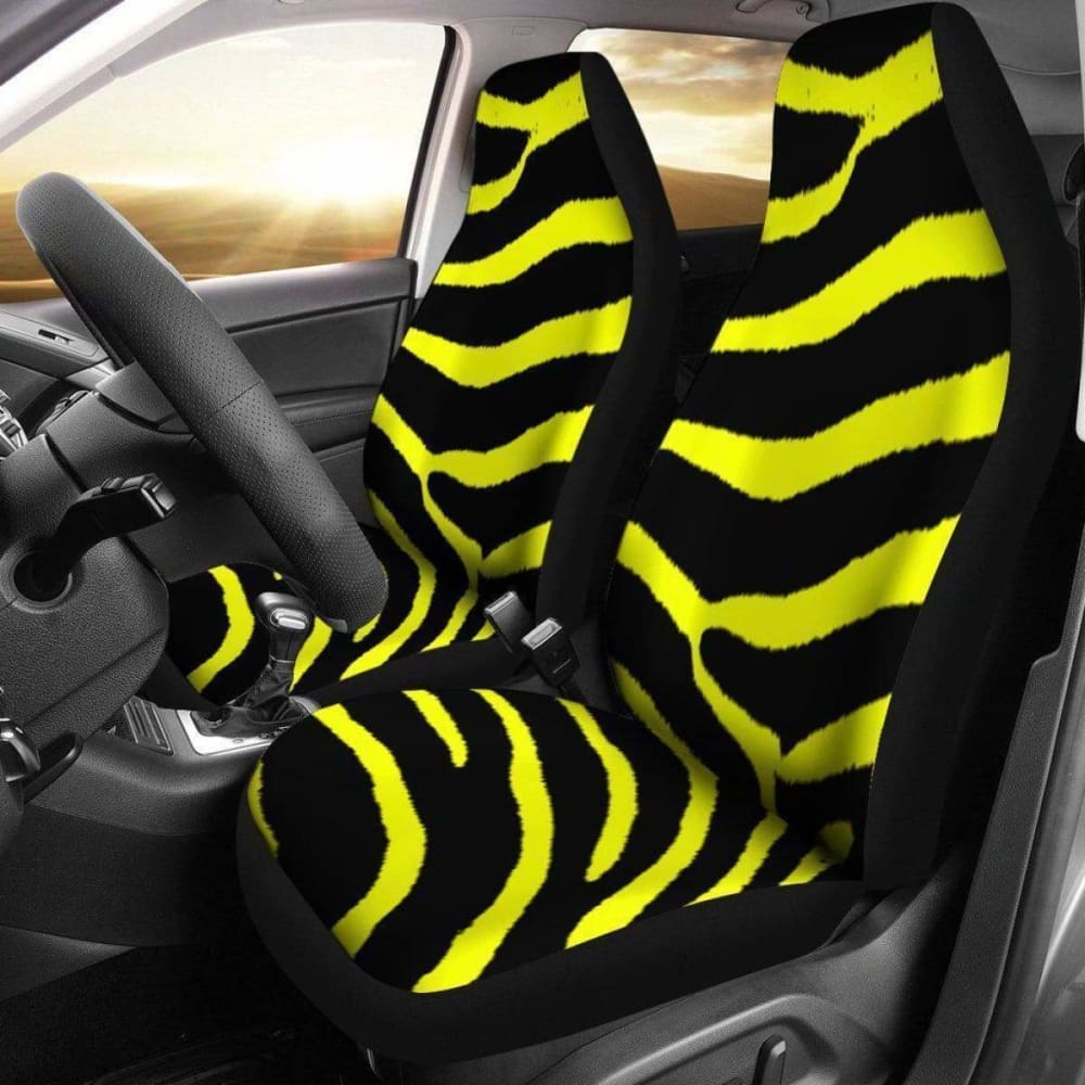 Zebra Print Yellow Design Seat Covers 194013 - YourCarButBetter