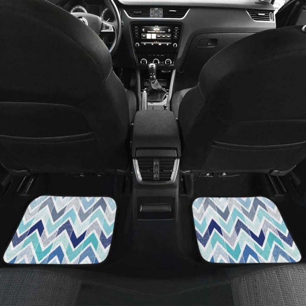 Zigzag Chevron Blue Pattern Front And Back Car Mats 110728 - YourCarButBetter