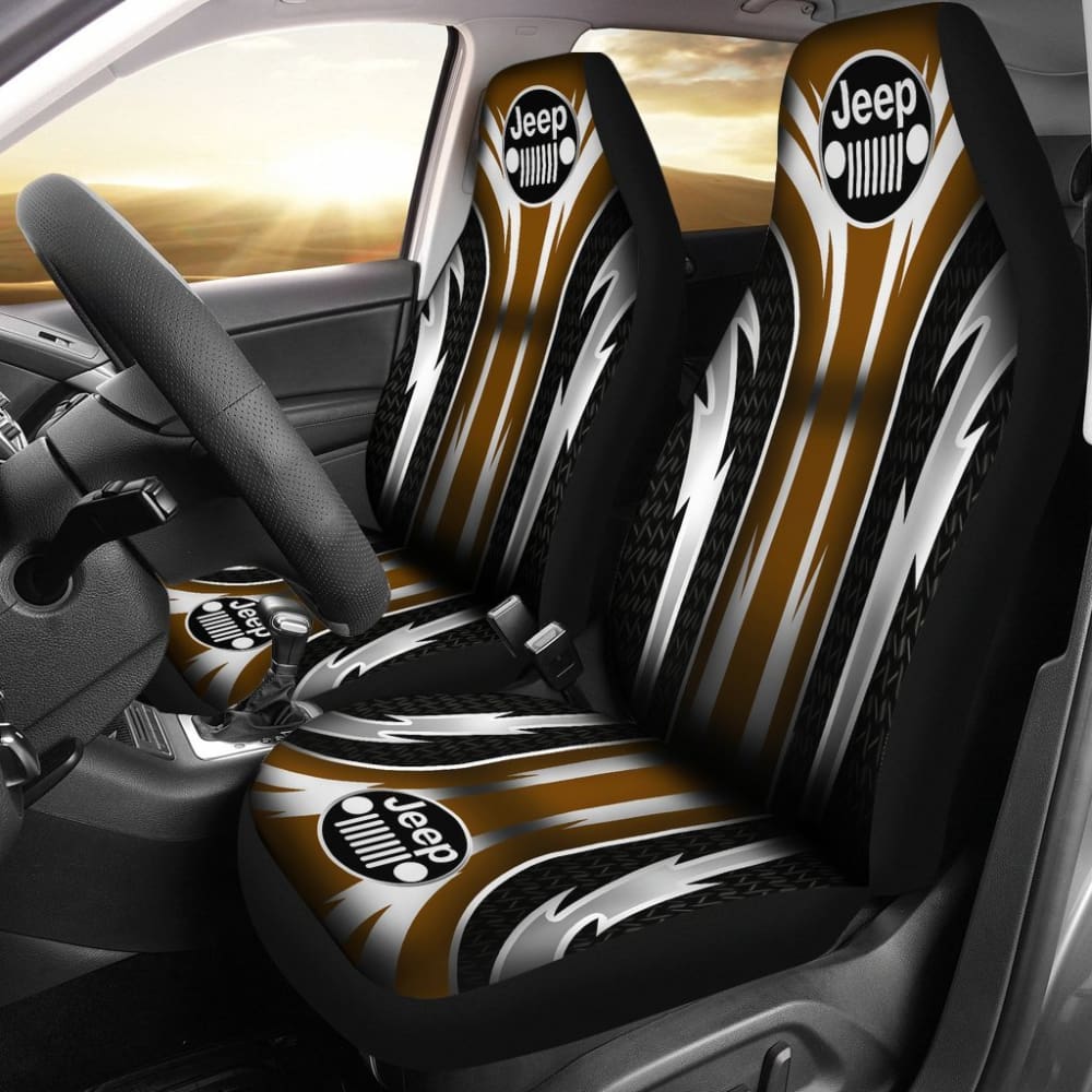 2 Front Jeep Seat Covers Brown 144627 - YourCarButBetter
