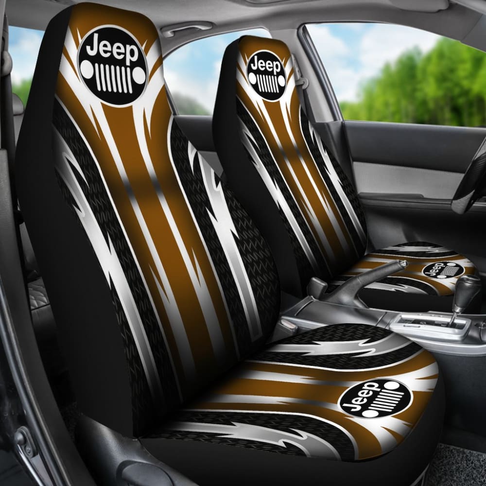 2 Front Jeep Seat Covers Brown 144627 - YourCarButBetter