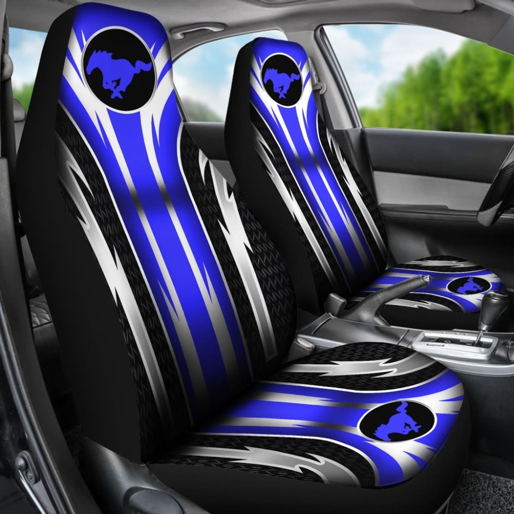 2 Front Mustang Seat Covers Blue 144627 - YourCarButBetter