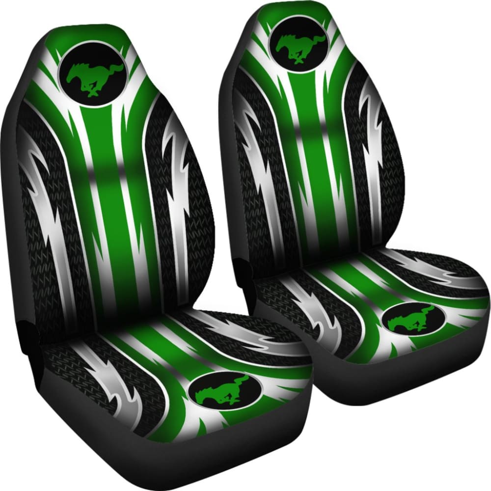 2 Front Mustang Seat Covers Green 144627 - YourCarButBetter