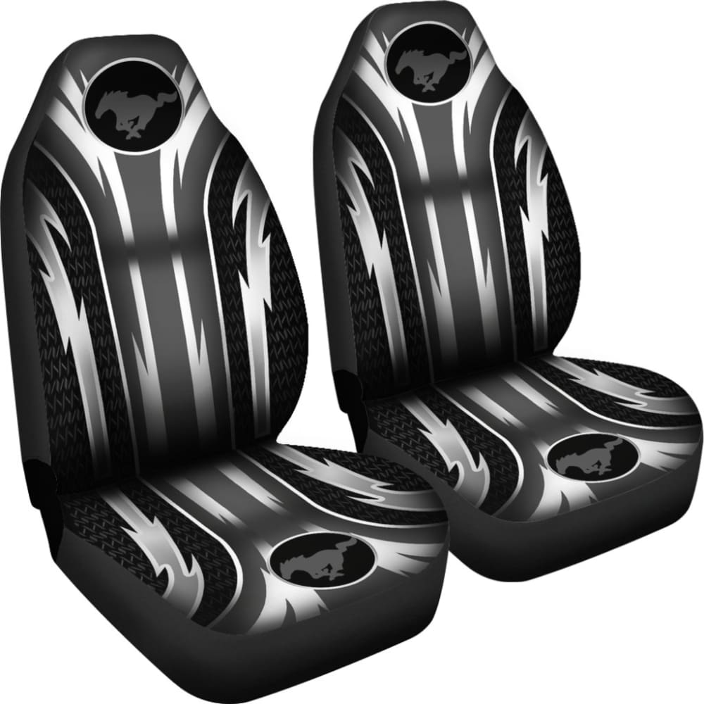 2 Front Mustang Seat Covers Grey 144627 - YourCarButBetter