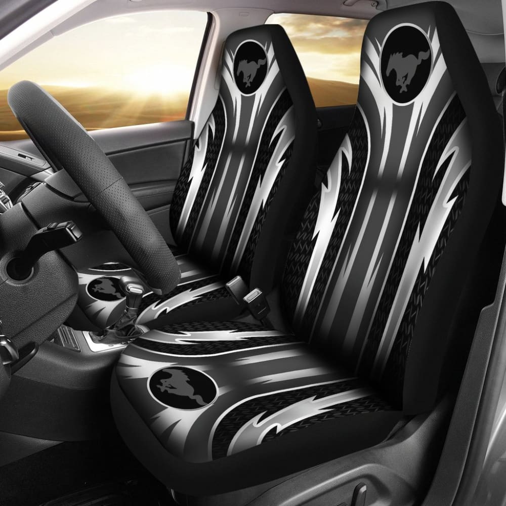2 Front Mustang Seat Covers Grey 144627 - YourCarButBetter