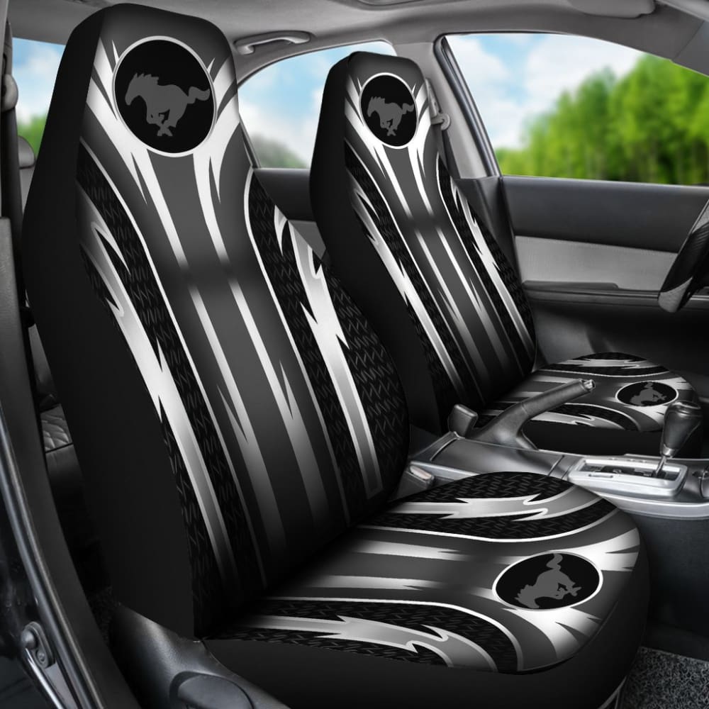 2 Front Mustang Seat Covers Grey 144627 - YourCarButBetter