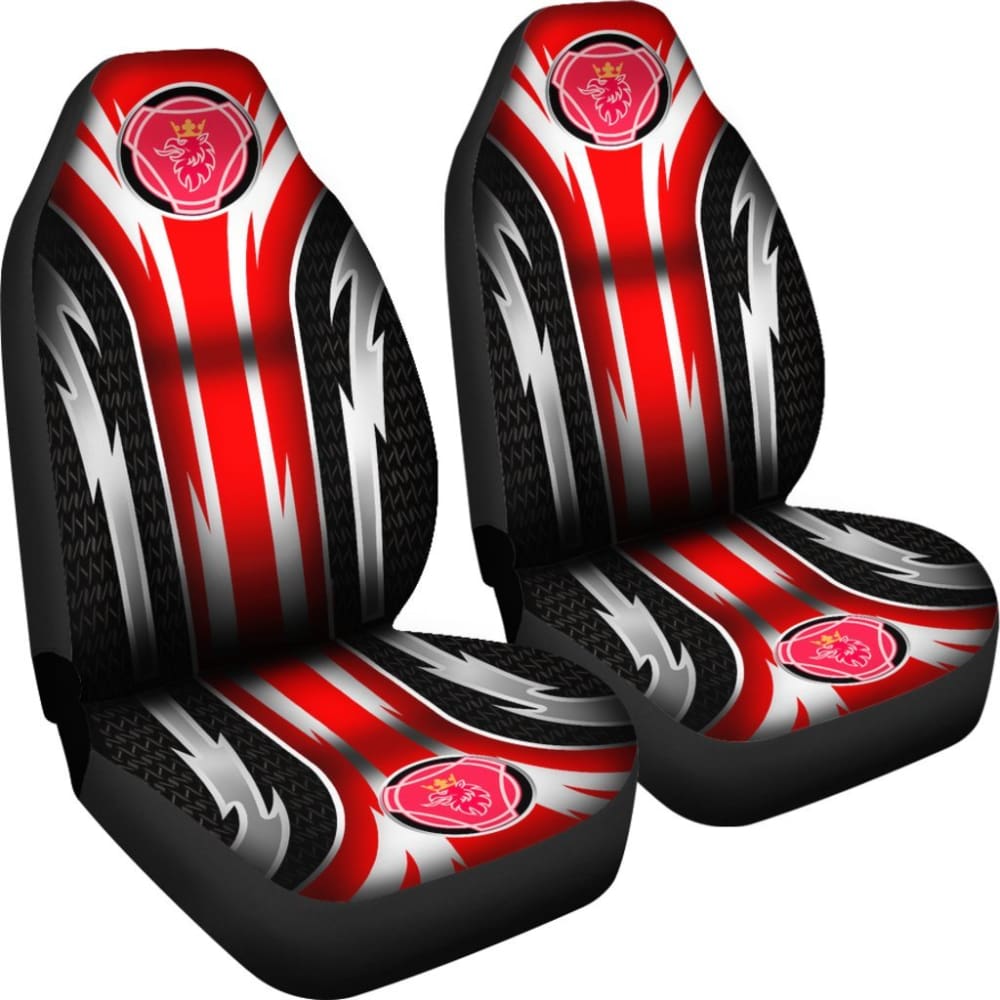 2 Front Scania Seat Covers Red 144627 - YourCarButBetter