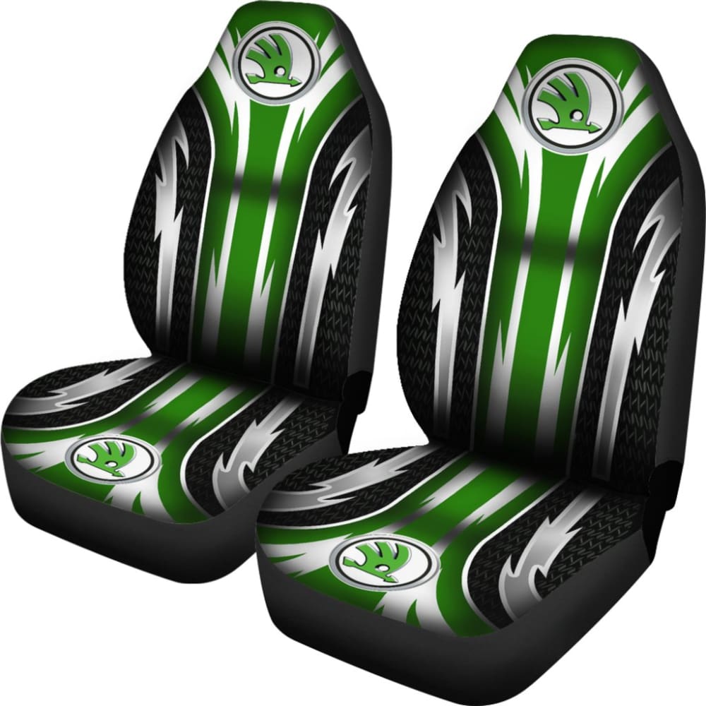 2 Front Skoda Seat Covers Green 144627 - YourCarButBetter