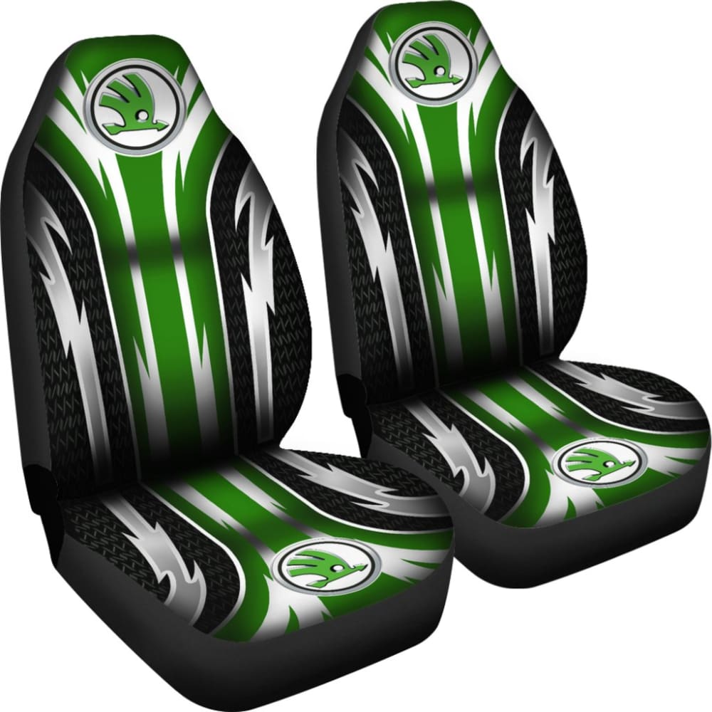 2 Front Skoda Seat Covers Green 144627 - YourCarButBetter