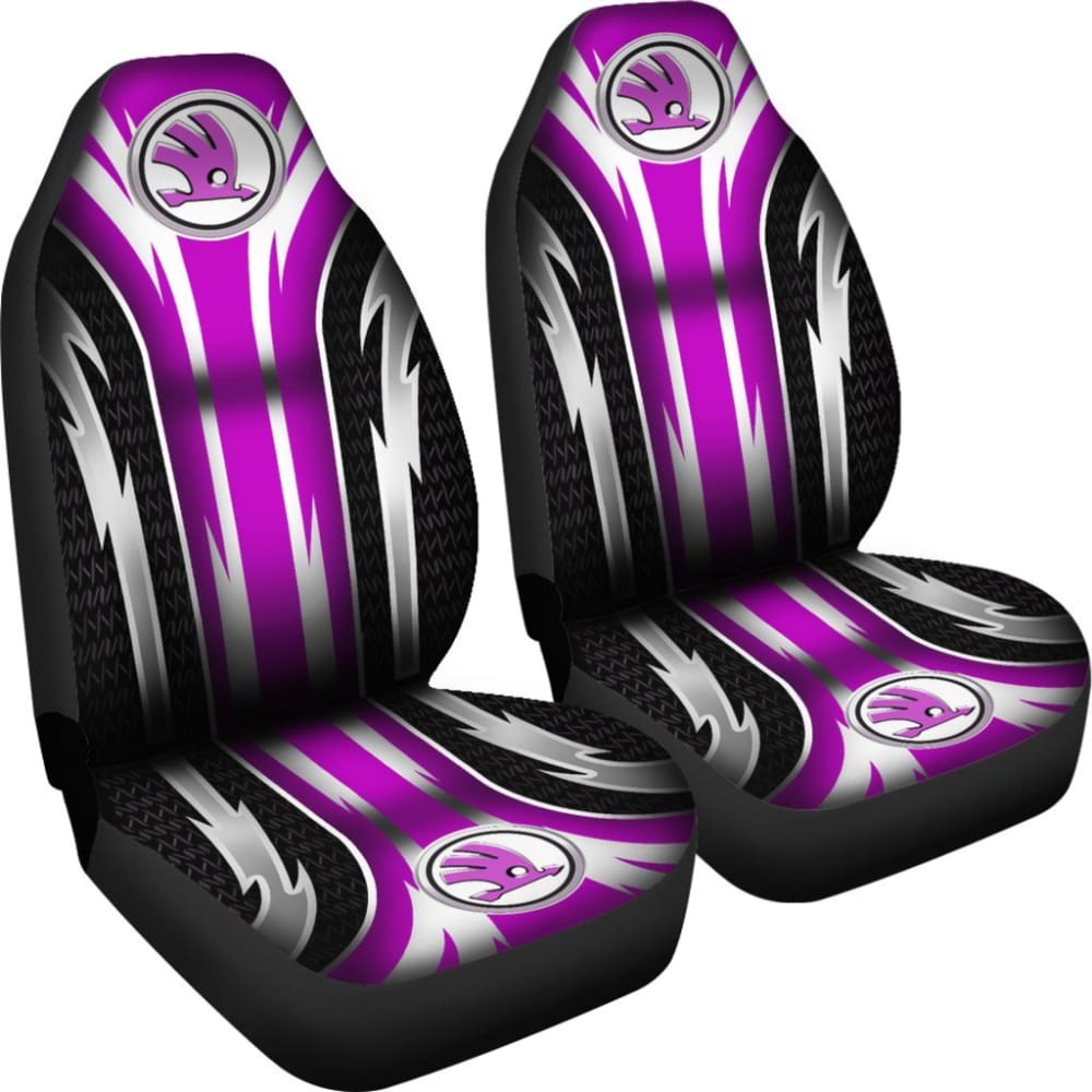 2 Front Skoda Seat Covers Pink 144627 - YourCarButBetter