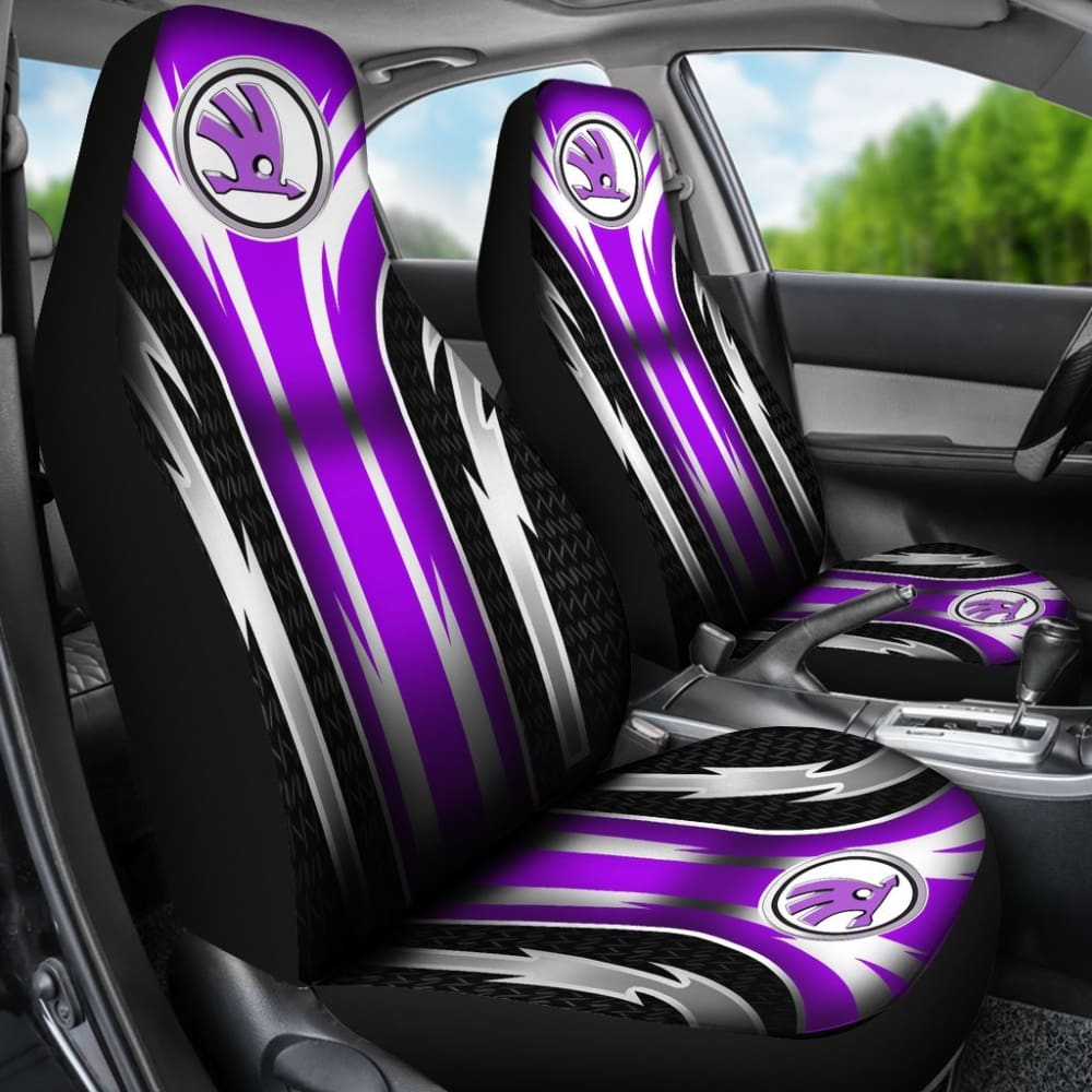 2 Front Skoda Seat Covers Purple 144627 - YourCarButBetter