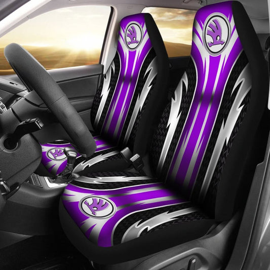 2 Front Skoda Seat Covers Purple 144627 - YourCarButBetter