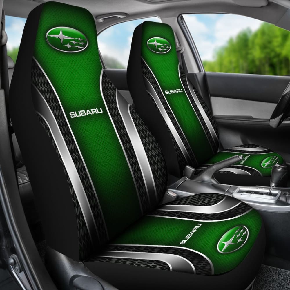 2 Front Subaru Seat Covers Green 144627 - YourCarButBetter