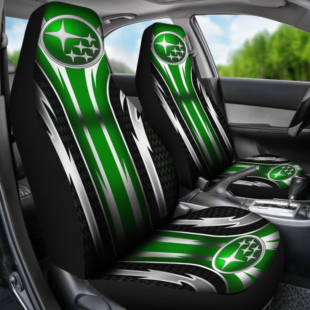 2 Front Subaru Seat Covers Green 144627 - YourCarButBetter