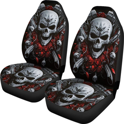 2 Pcs Gothic Biker Skull Car Seat Covers 101819 - YourCarButBetter