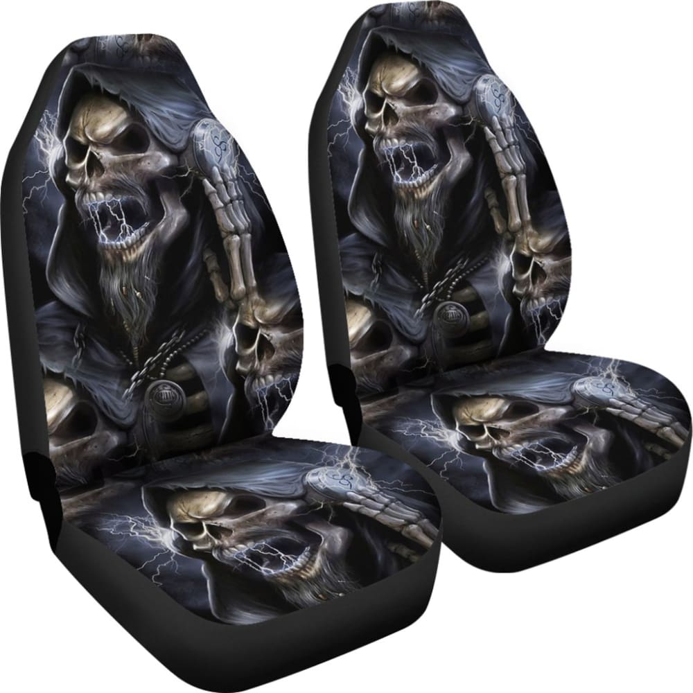 2 Pcs Gothic Grim Reaper Skull Car Seat Covers 101819 - YourCarButBetter