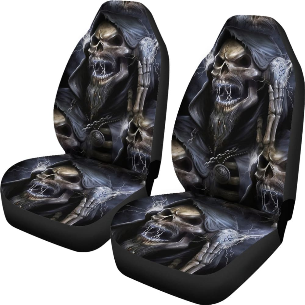 2 Pcs Gothic Grim Reaper Skull Car Seat Covers 101819 - YourCarButBetter