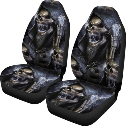 2 Pcs Gothic Grim Reaper Skull Car Seat Covers 101819 - YourCarButBetter