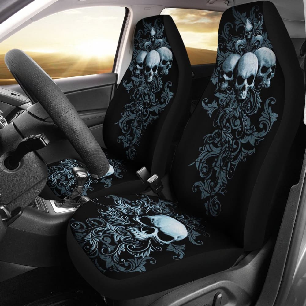 2 Pcs Gothic Grim Reaper Skull Girl Car Seat Covers 101819 - YourCarButBetter