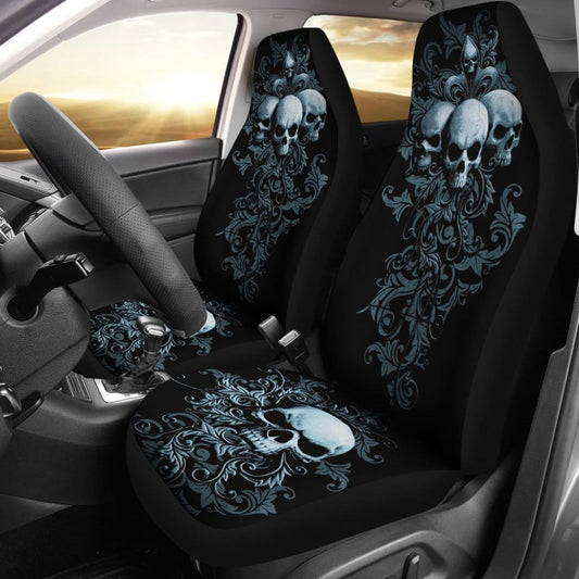 2 Pcs Gothic Grim Reaper Skull Girl Car Seat Covers 101819 - YourCarButBetter