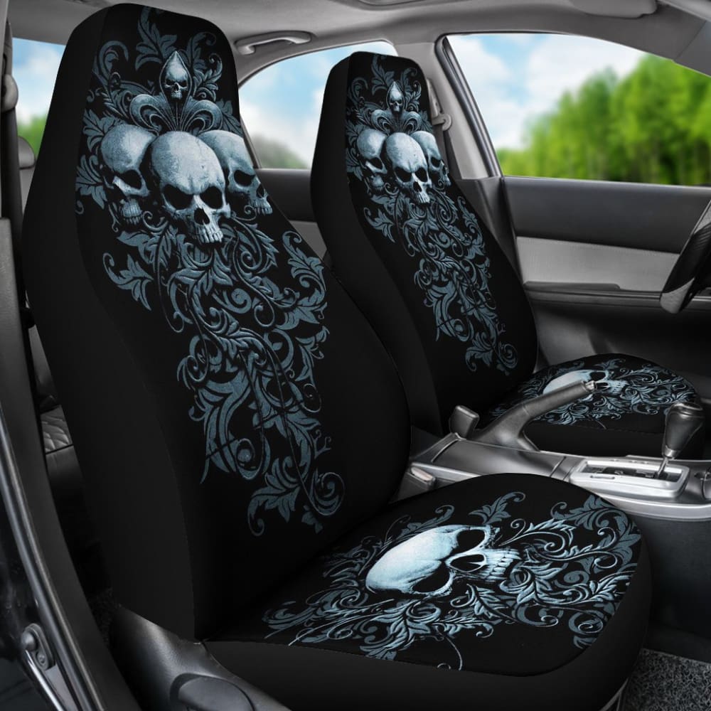 2 Pcs Gothic Grim Reaper Skull Girl Car Seat Covers 101819 - YourCarButBetter