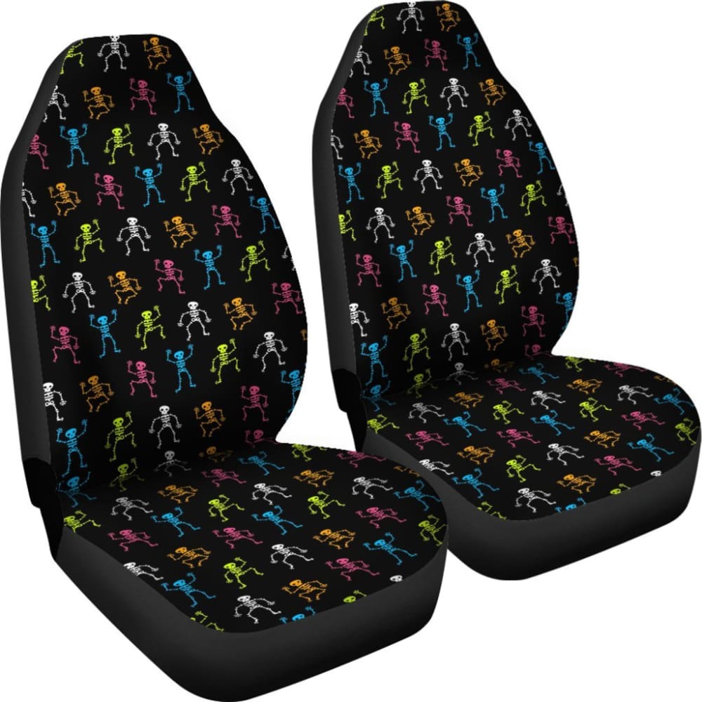 2 Pcs Gothic Skeleton Skull Car Seat Covers 101819 - YourCarButBetter
