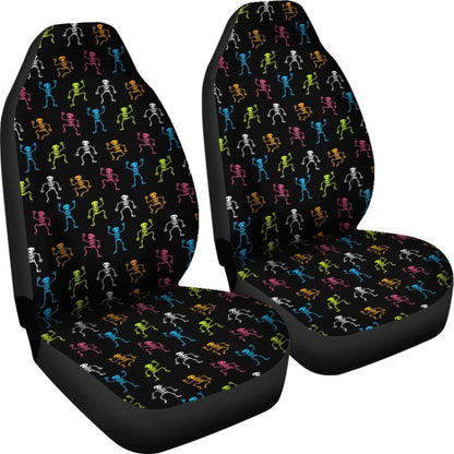 2 Pcs Gothic Skeleton Skull Car Seat Covers 101819 - YourCarButBetter