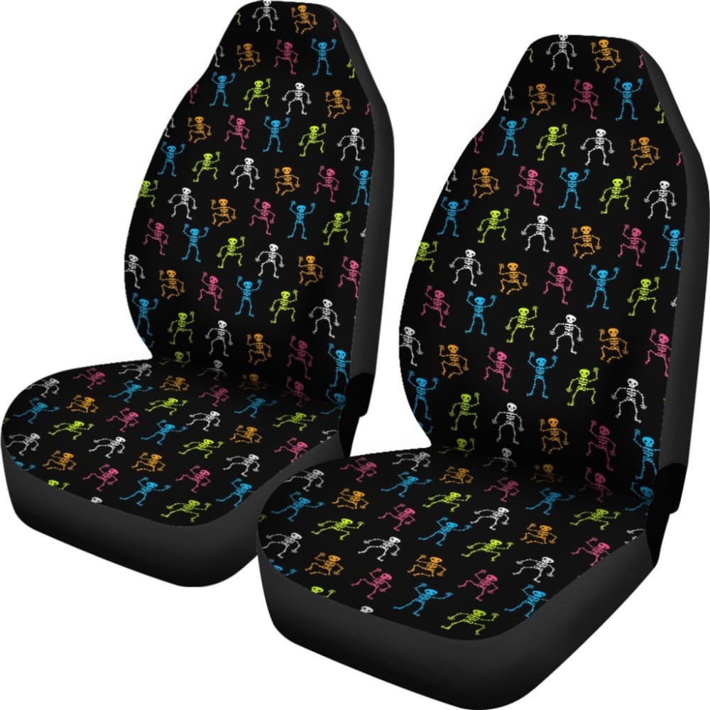 2 Pcs Gothic Skeleton Skull Car Seat Covers 101819 - YourCarButBetter