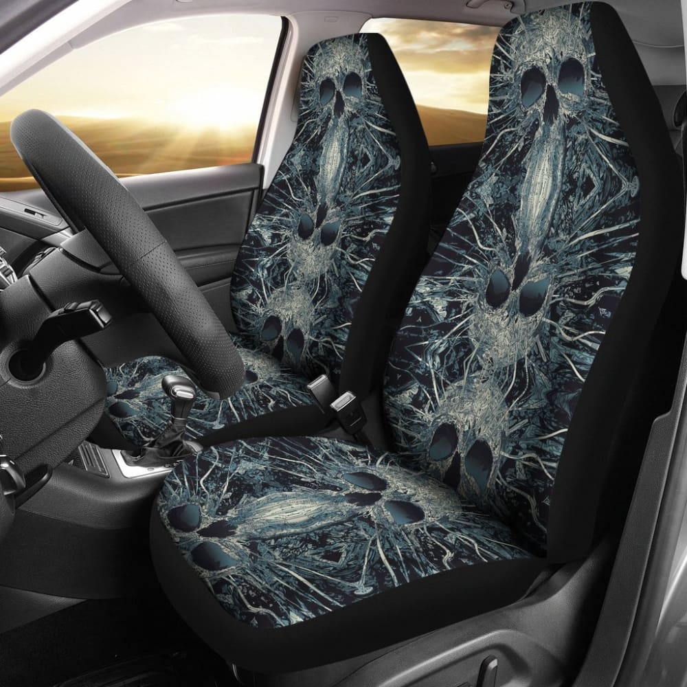 2 Pcs Gothic Skull Car Seat Covers 101819 - YourCarButBetter