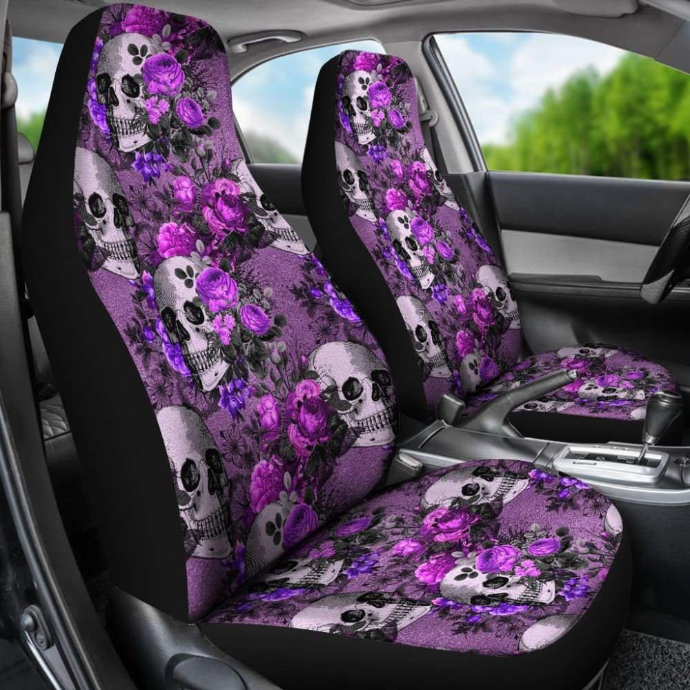 2 Pcs Gothic Skull Car Seat Covers 101819 - YourCarButBetter