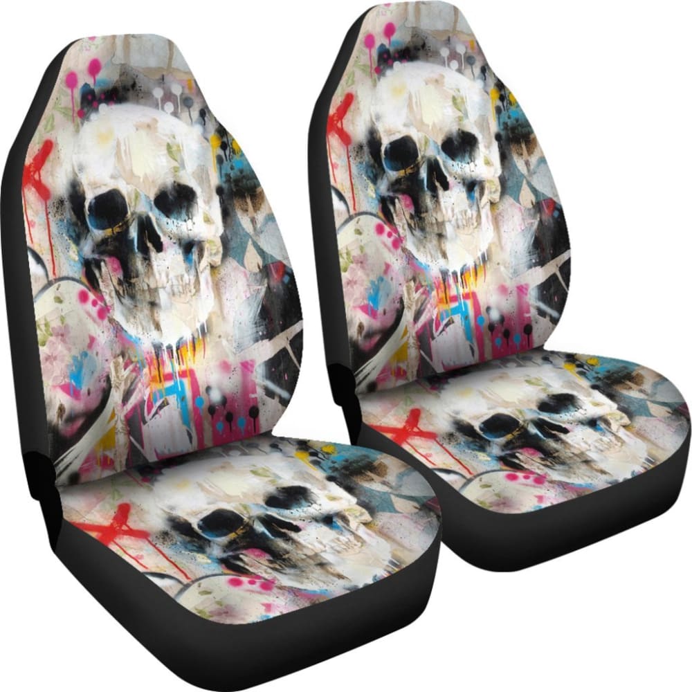 2 Pcs Gothic Skull Car Seat Covers 101819 - YourCarButBetter