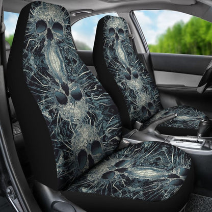 2 Pcs Gothic Skull Car Seat Covers 101819 - YourCarButBetter