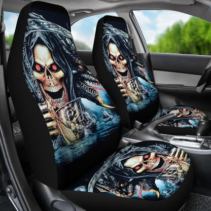 2 Pcs Gothic Skull Car Seat Covers 101819 - YourCarButBetter