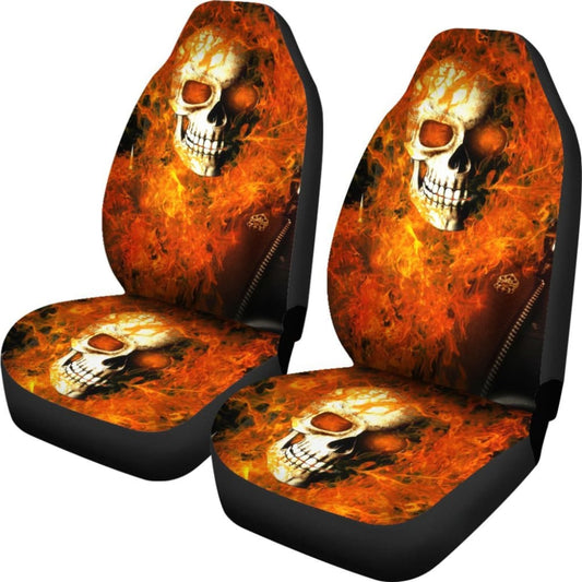2 Pcs Gothic Skull Car Seat Covers 101819 - YourCarButBetter