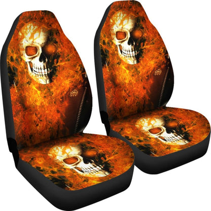2 Pcs Gothic Skull Car Seat Covers 101819 - YourCarButBetter