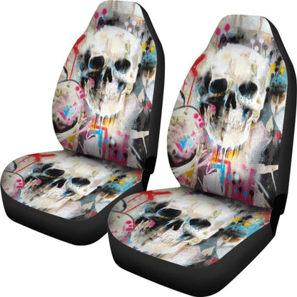 2 Pcs Gothic Skull Car Seat Covers 101819 - YourCarButBetter