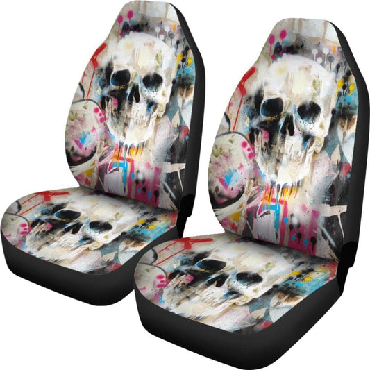 2 Pcs Gothic Skull Car Seat Covers 101819 - YourCarButBetter