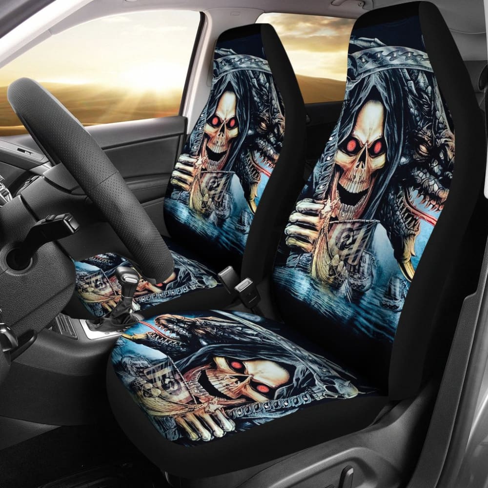 2 Pcs Gothic Skull Car Seat Covers 101819 - YourCarButBetter