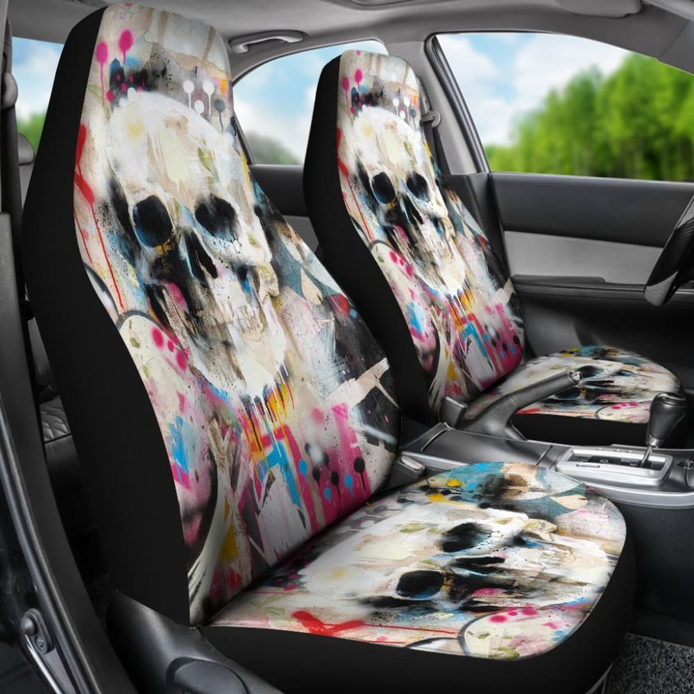 2 Pcs Gothic Skull Car Seat Covers 101819 - YourCarButBetter
