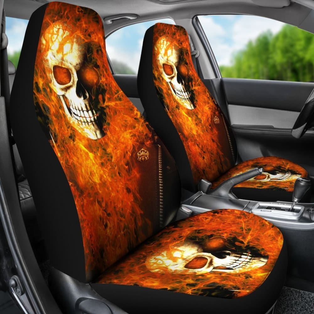 2 Pcs Gothic Skull Car Seat Covers 101819 - YourCarButBetter