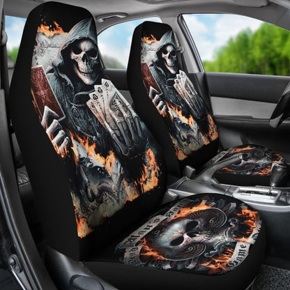 2 Pcs Grim Reaper Skull Girl Car Seat Covers 101819 - YourCarButBetter